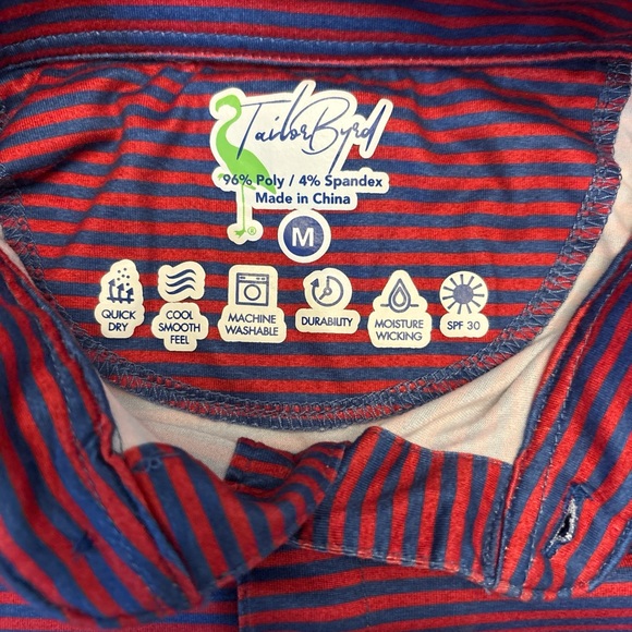 Tailorbyrd Men's Polo Shirt - Red and Blue Stripes - Picture 3 of 5
